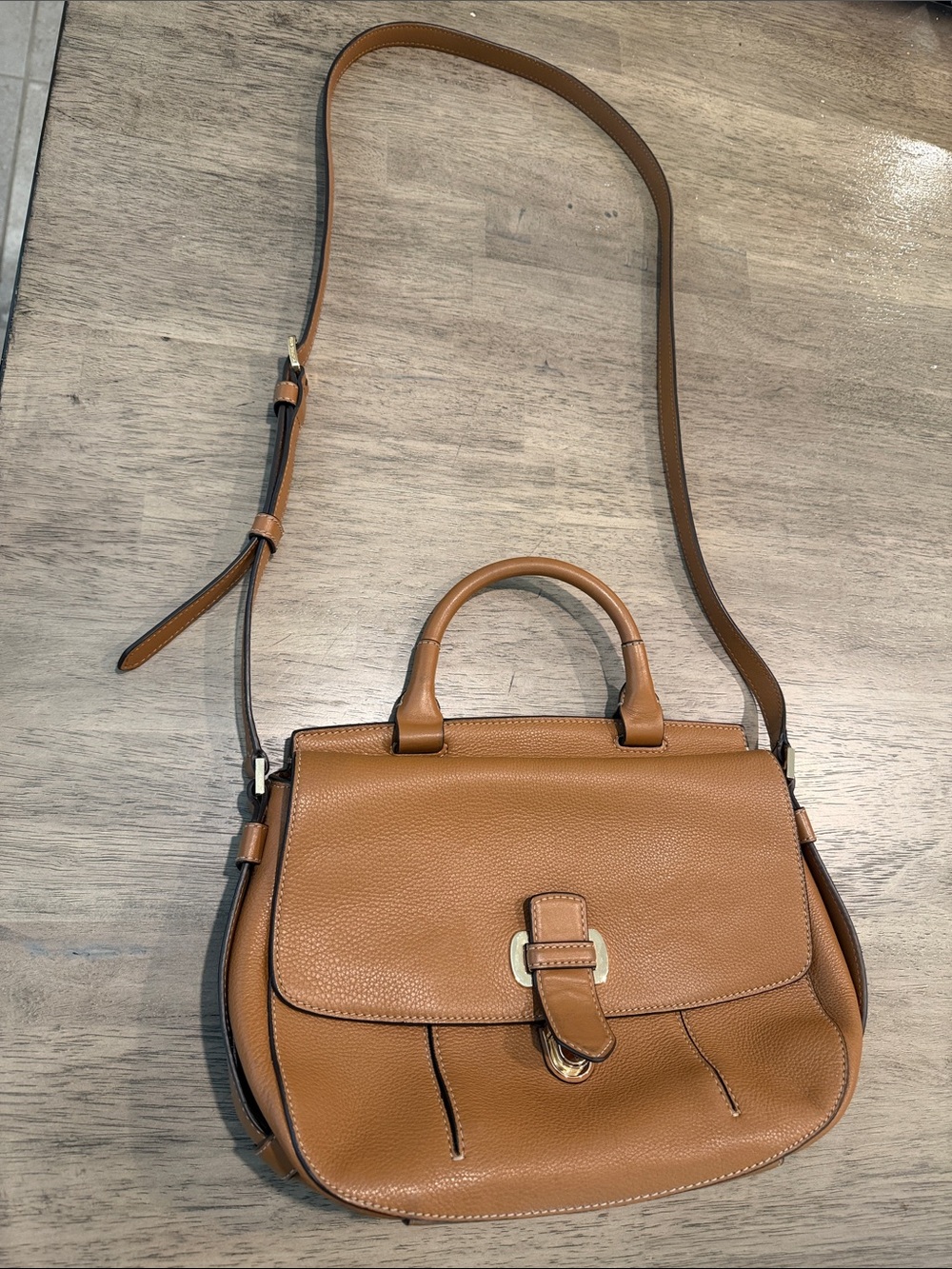 Michael Kors Tan Pebbled Leather Crossbody Satchel